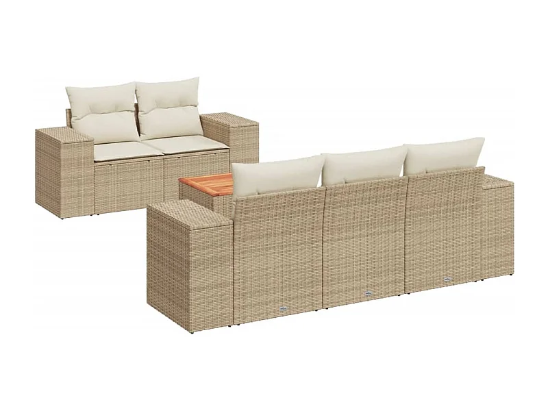Salon de jardin avec coussins 6 pcs beige résine tressée