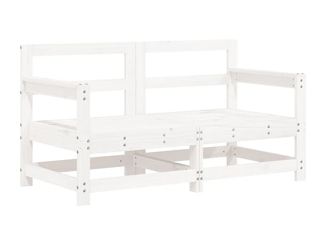 Salon de jardin 7 pcs Blanc Bois de pin massif