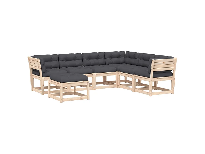 Salon de jardin 7 pcs avec coussins Bois de pin massif