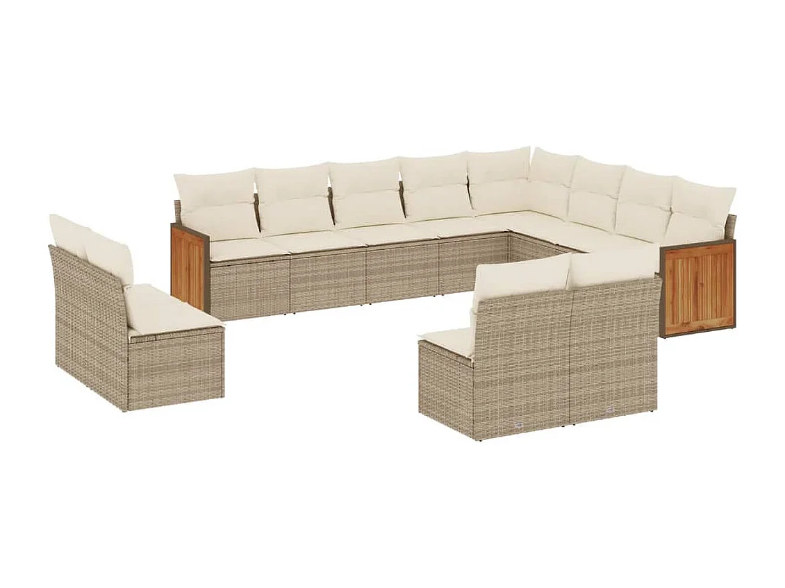 vidaXL Set de sofás de jardín 12 pzas y cojines ratán sintético marrón Beige
