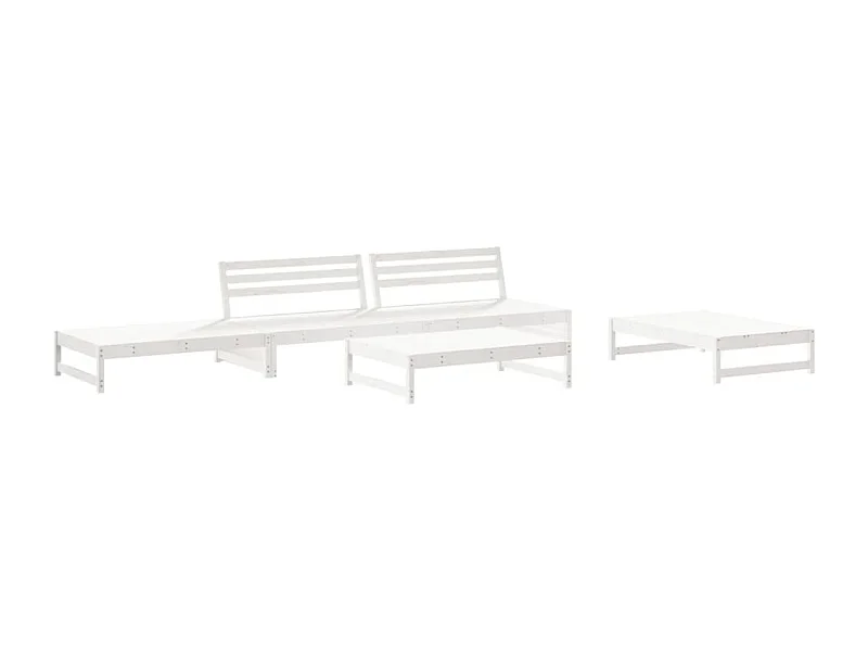 Salon de jardin 6 pcs Blanc Bois de pin massif