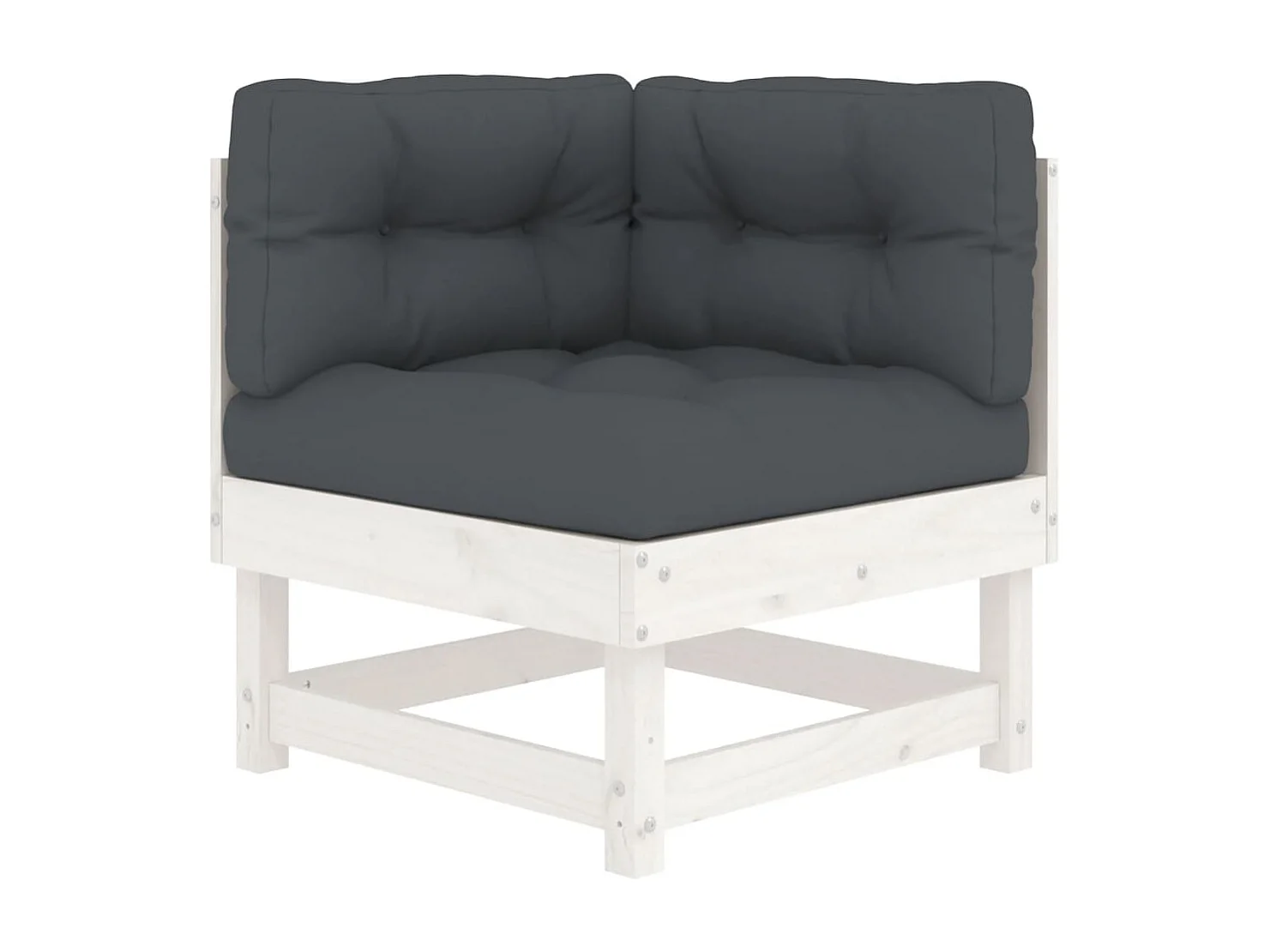 Salon de jardin 4 pcs avec coussins blanc bois massif