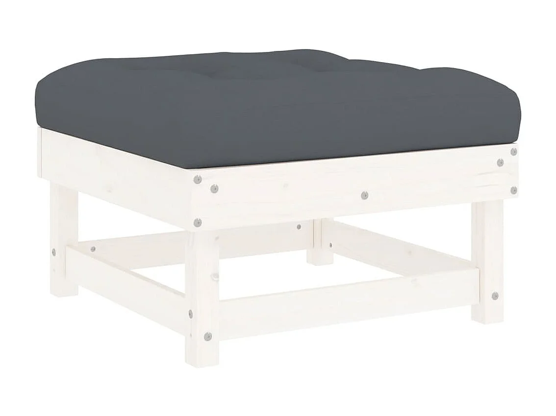 Salon de jardin 4 pcs avec coussins blanc bois massif