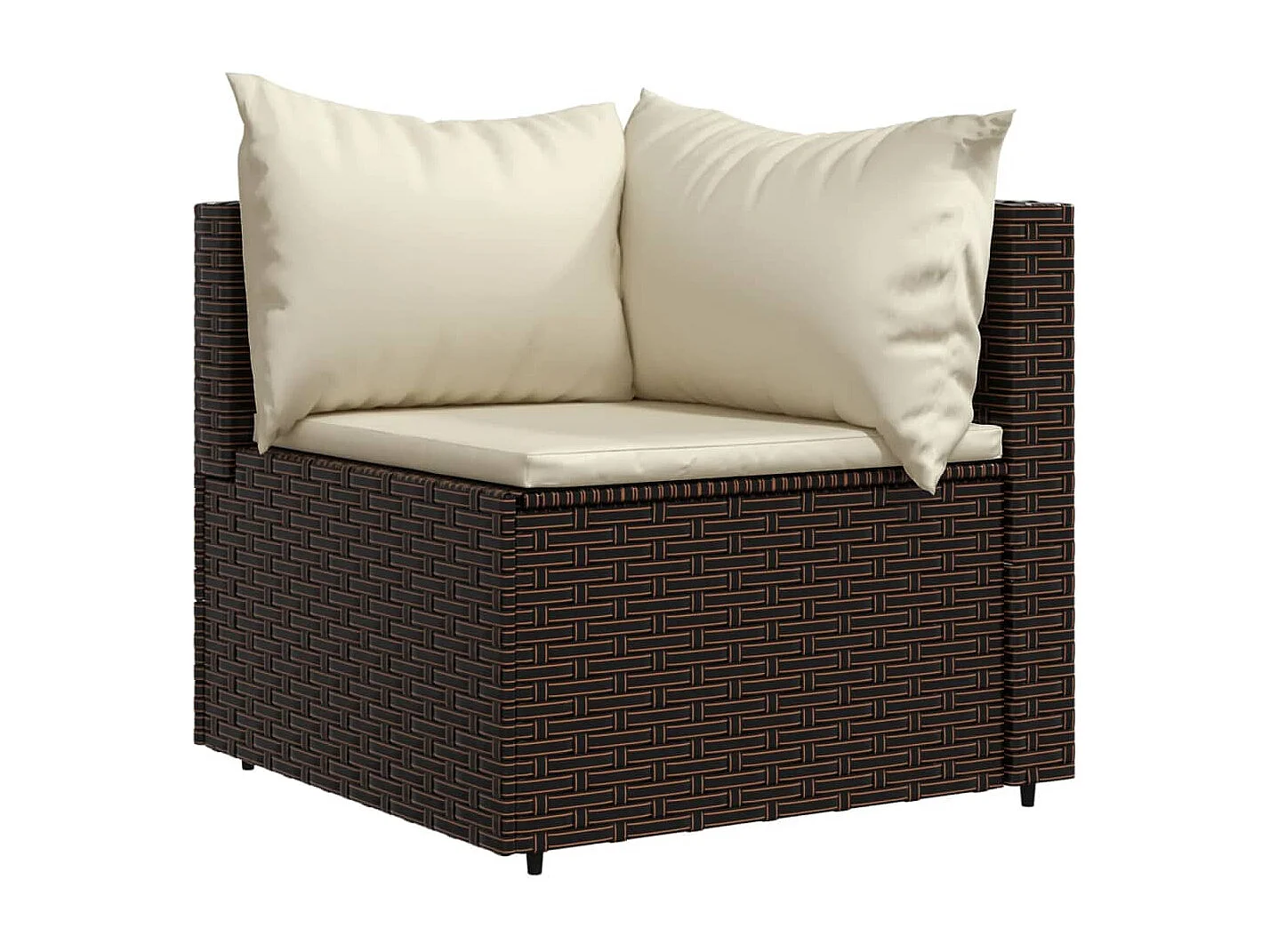 Salon de jardin 4 pcs avec coussins Marron Résine tressée