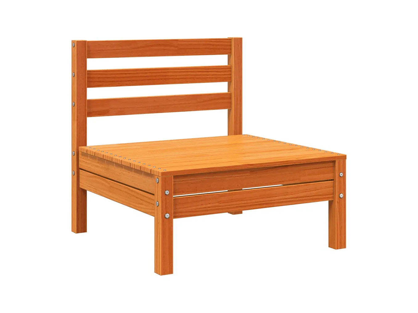 Salon de jardin 8 pcs avec coussins marron cire bois pin massif
