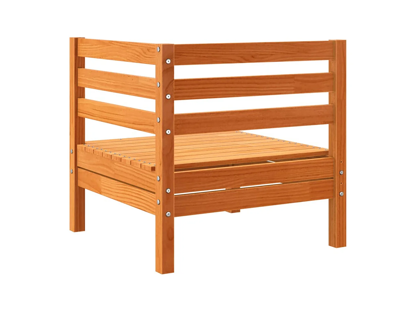 Salon de jardin 8 pcs avec coussins marron cire bois pin massif