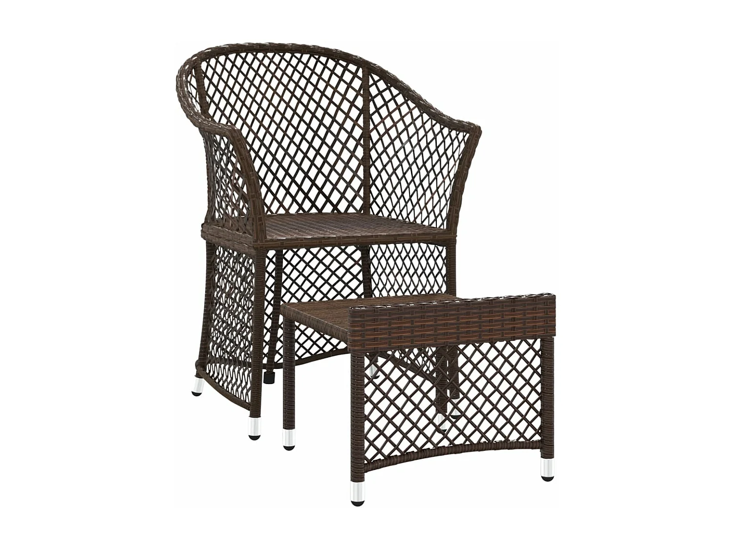 Salon de jardin 2 pcs avec coussins Marron Résine tressée