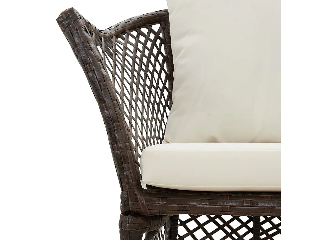 Salon de jardin 2 pcs avec coussins Marron Résine tressée