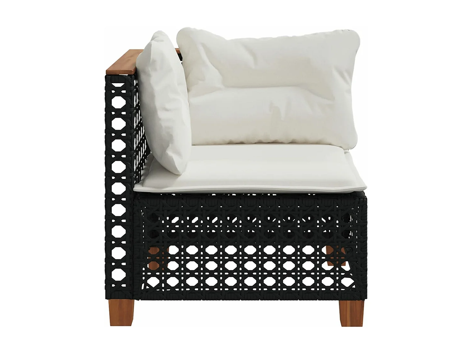 Canapé d'angle de jardin avec coussins noir résine tressée