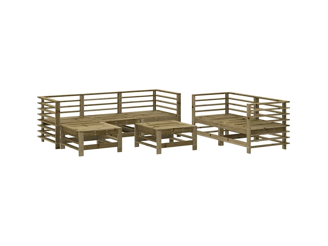 Salon de jardin 7 pcs bois de pin imprégné