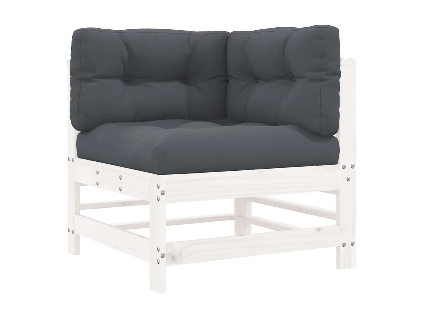 Salon de jardin 7 pcs avec coussins blanc bois massif