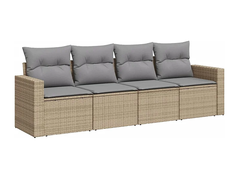 Salon de jardin avec coussins 4 pcs beige résine tressée