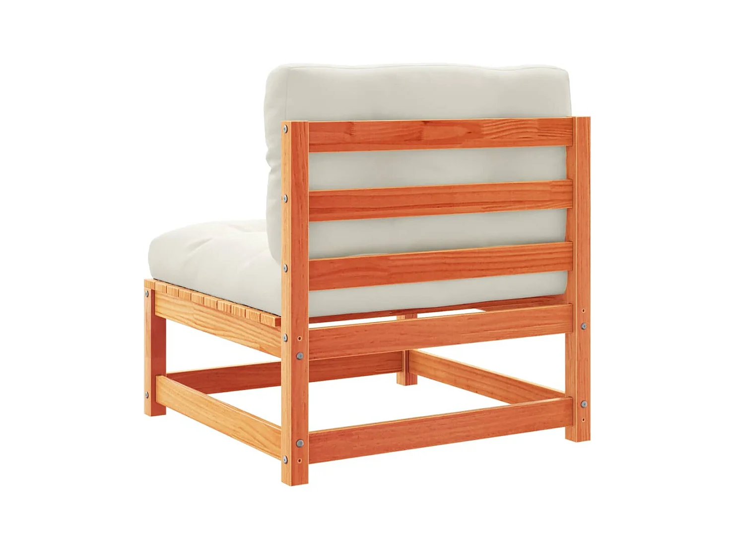 Salon de jardin 9 pcs avec coussins marron cire bois pin massif