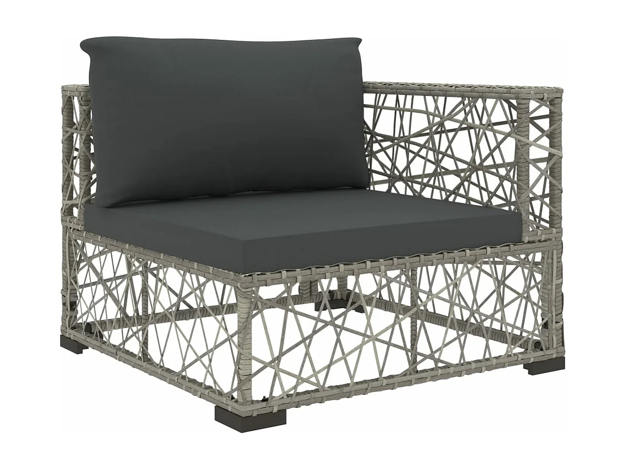 Salon de jardin 5 pcs avec coussins Résine tressée Gris