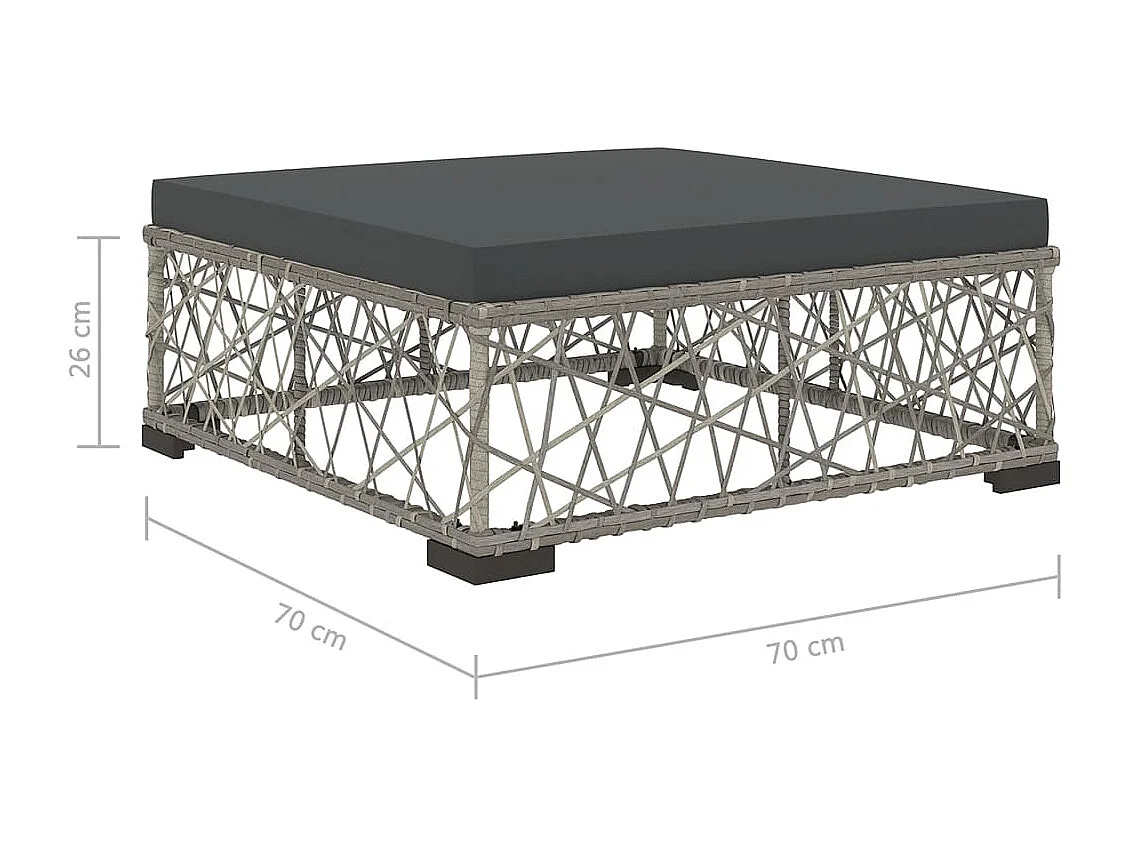 Salon de jardin 5 pcs avec coussins Résine tressée Gris