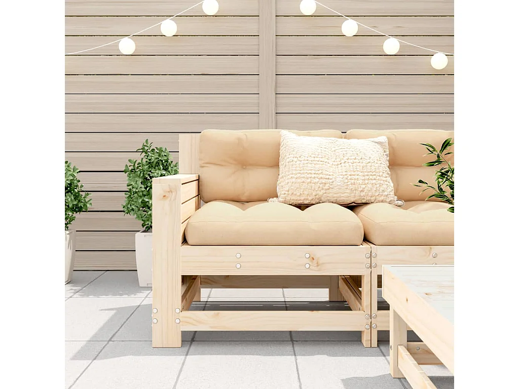 Canapé de jardin accoudoir avec coussin bois massif de pin