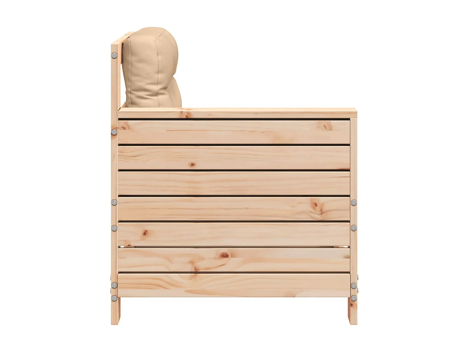 Canapé de jardin accoudoir avec coussin bois massif de pin