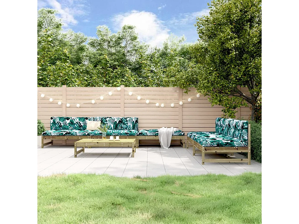 Salon de jardin 6 pcs bois de pin imprégné