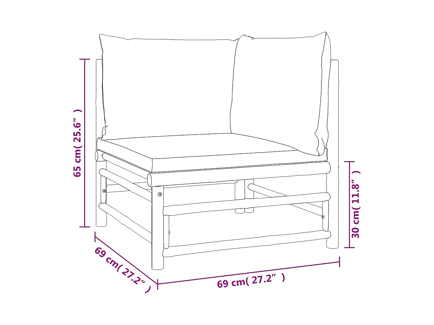 Salon de jardin 6 pcs avec coussins taupe bambou