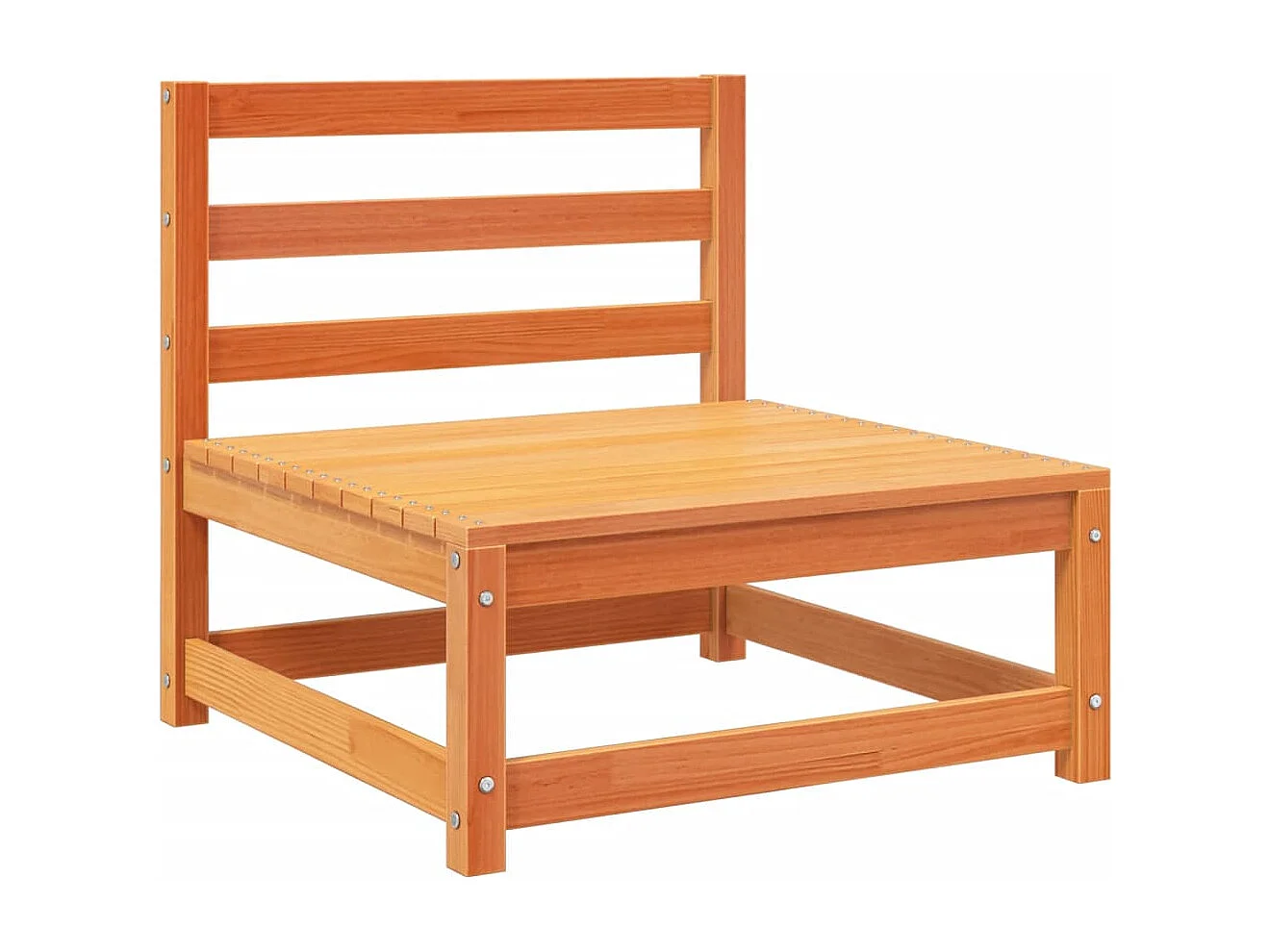 Salon de jardin 8 pcs marron cire bois de pin massif