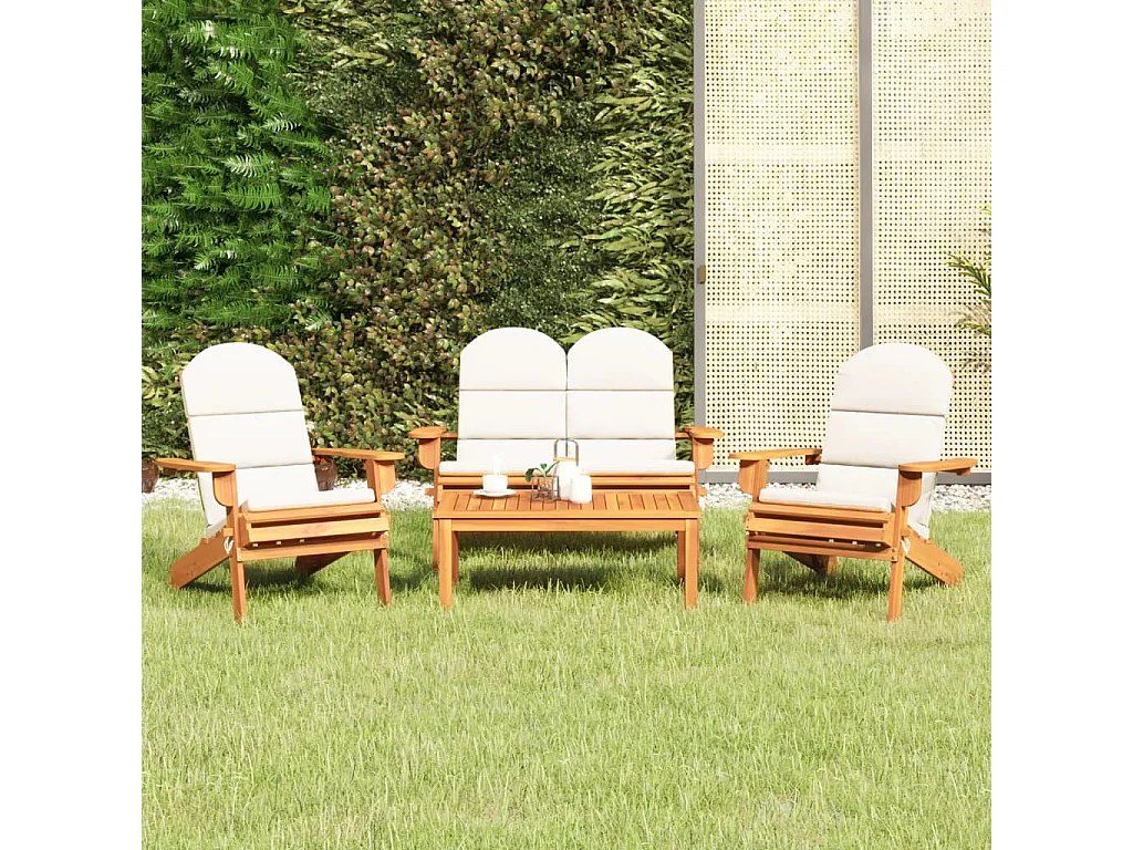 Ensemble de salon de jardin Adirondack 4 pcs bois acacia solide