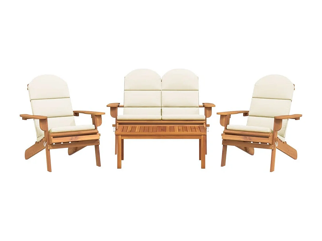 Ensemble de salon de jardin Adirondack 4 pcs bois acacia solide