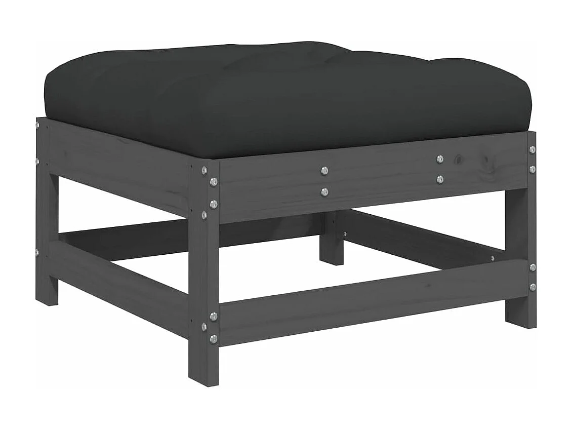 Salon de jardin 5 pcs avec coussins gris bois massif