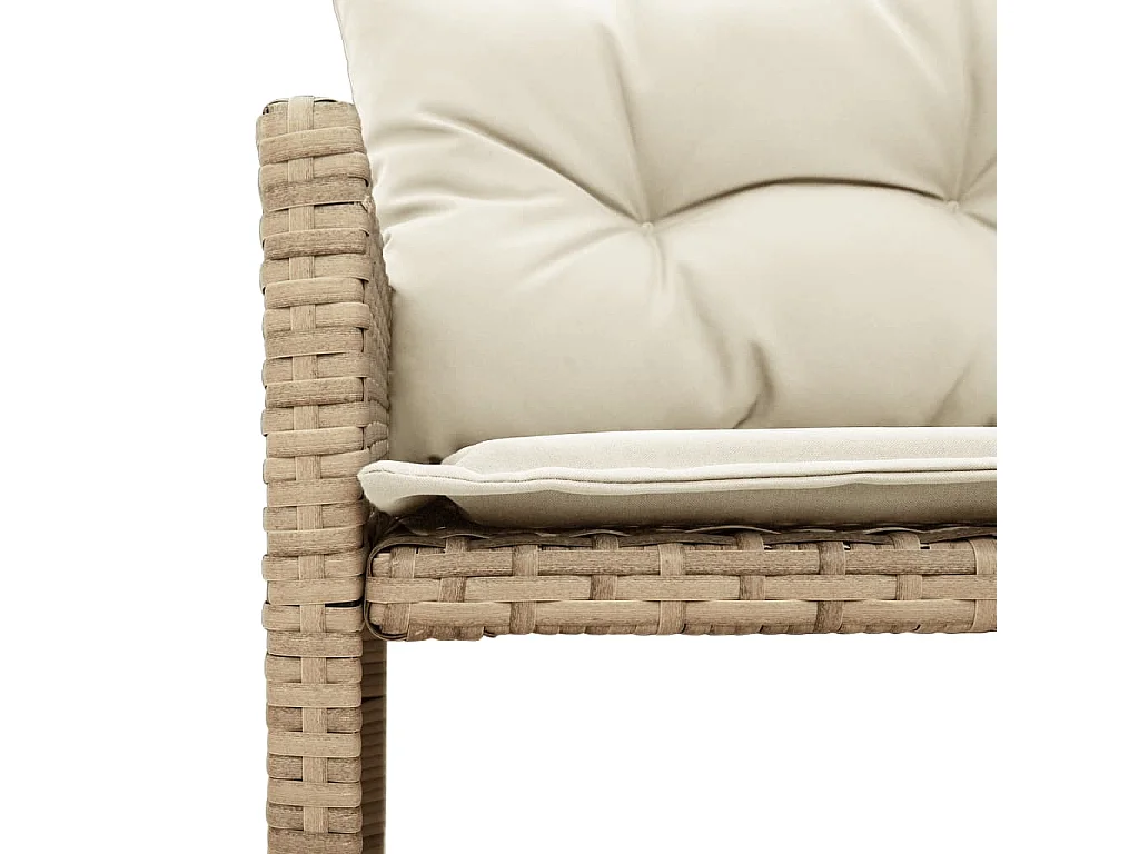 Canapé de jardin avec table et coussins en forme de L beige