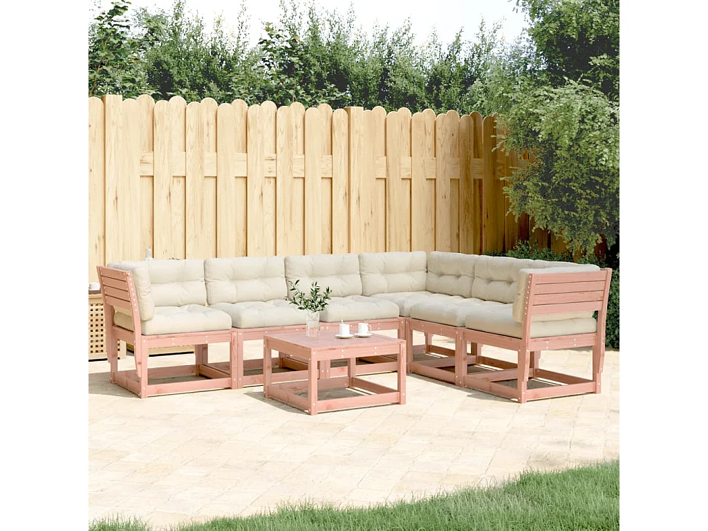 Salon de jardin 6 pcs avec coussins bois massif douglas