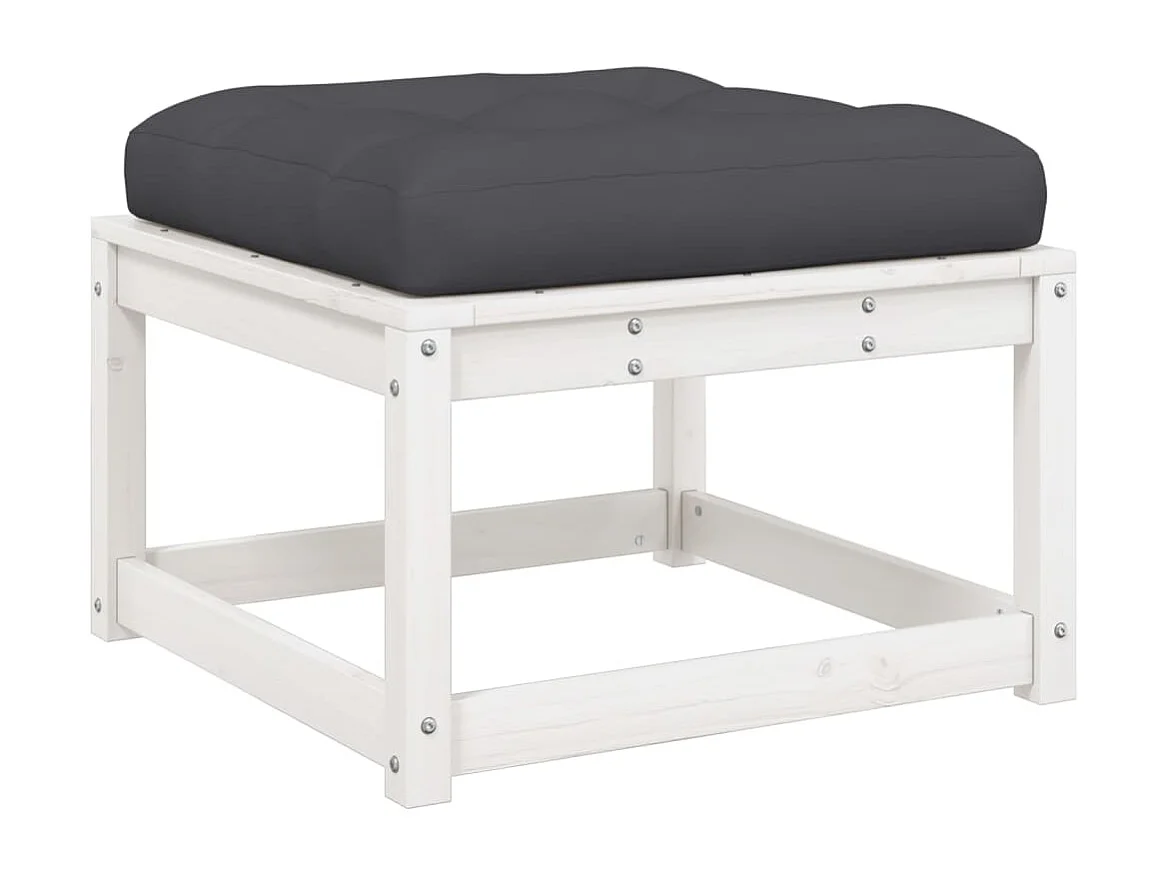 Salon de jardin 5 pcs avec coussins blanc bois massif de pin