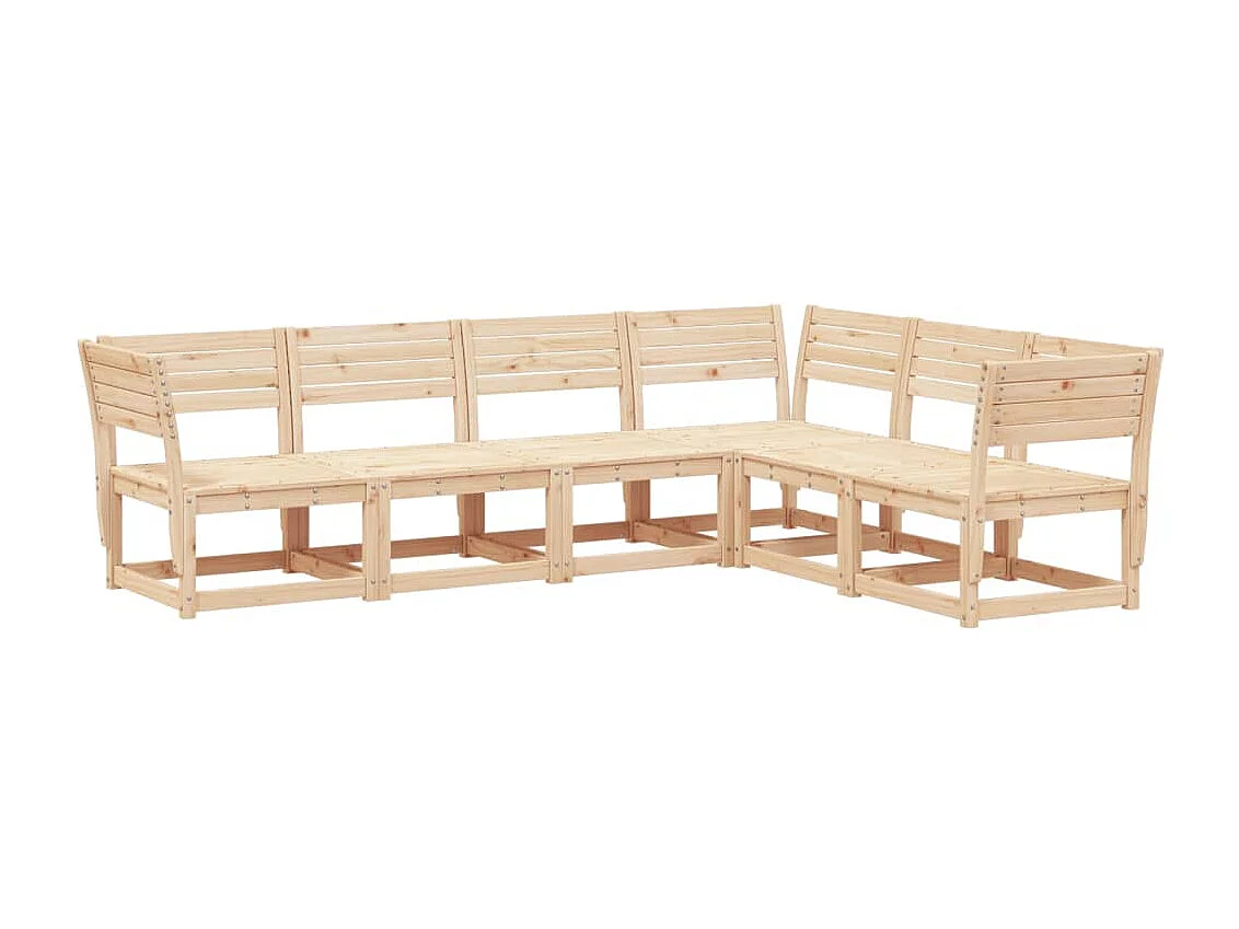 Salon de jardin 6 pcs bois de pin massif