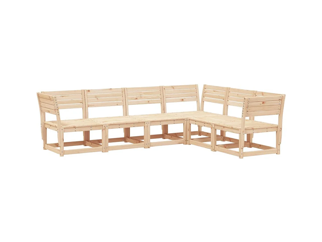 Salon de jardin 6 pcs bois de pin massif