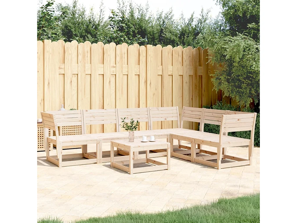 Salon de jardin 6 pcs bois de pin massif