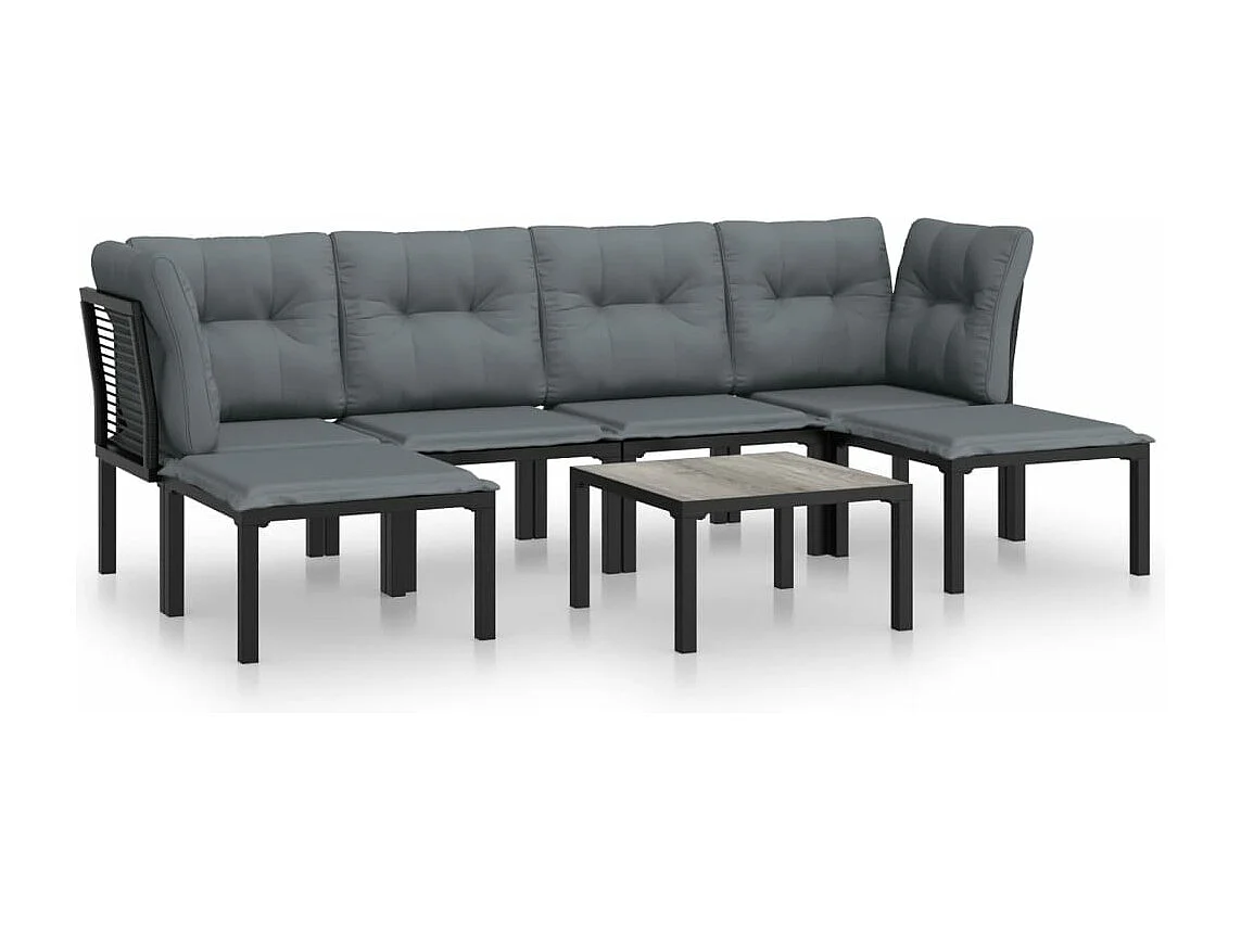 Salon de jardin 7 pcs noir et gris résine tressée