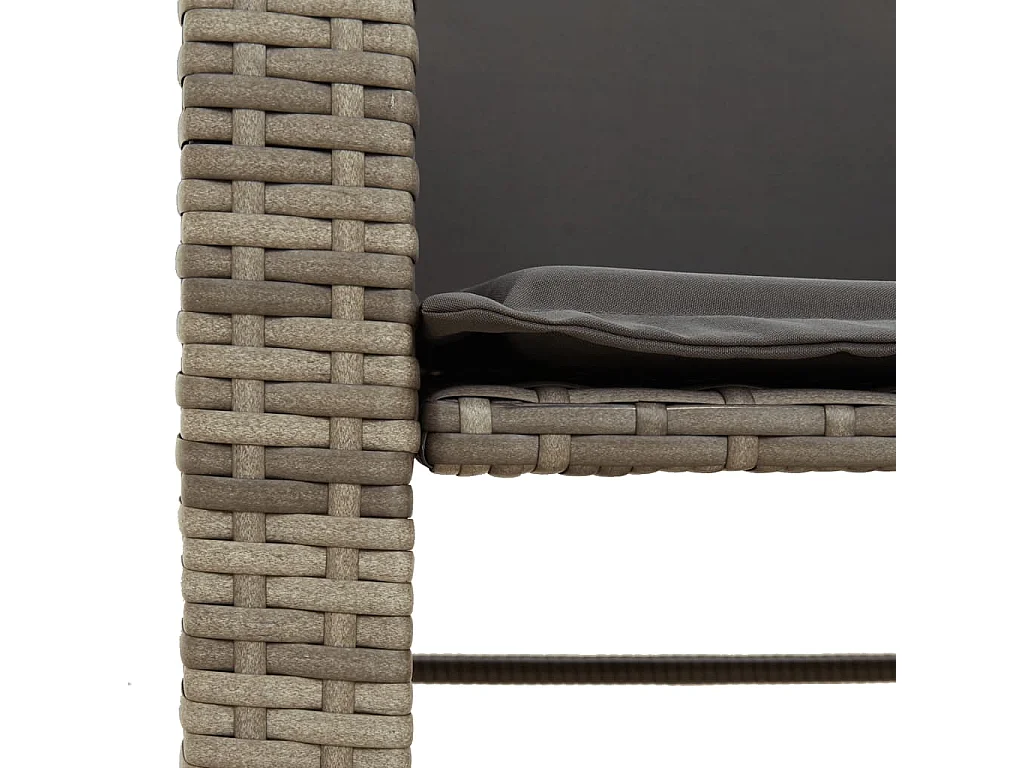 Canapé de jardin 2 places avec table et tabourets gris rotin