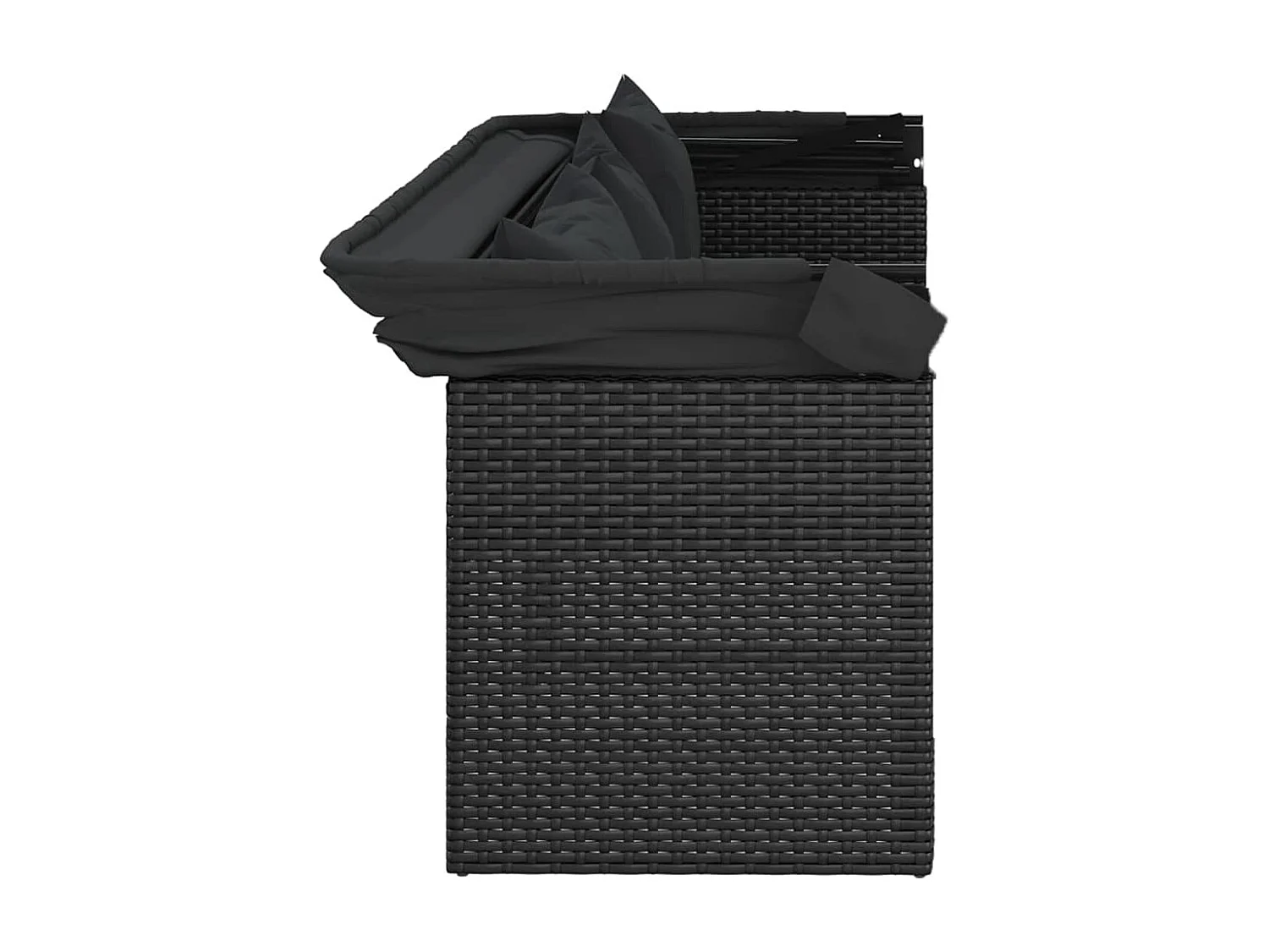 Salon de jardin 4 pcs avec coussins noir résine tressée