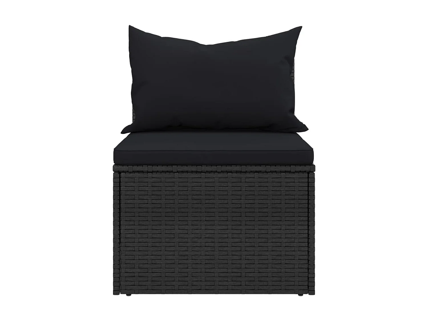 Salon de jardin 4 pcs avec coussins noir résine tressée