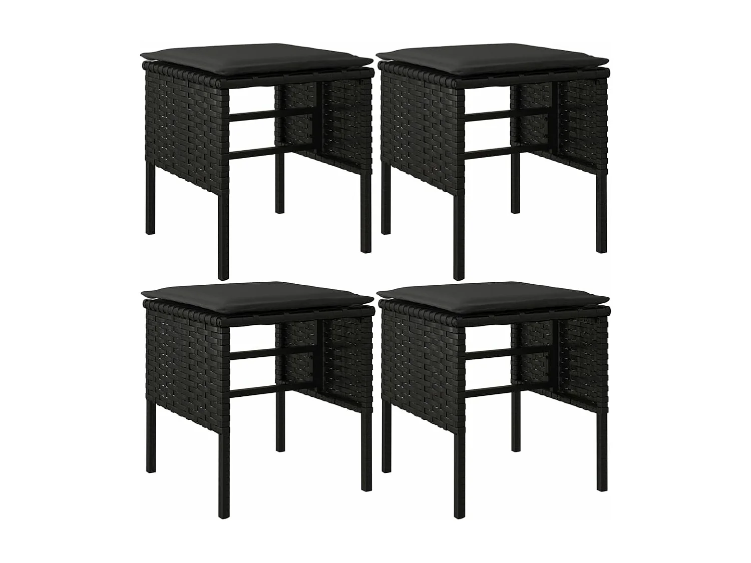 Ensemble à manger de jardin coussins 6pcs noir résine tressée