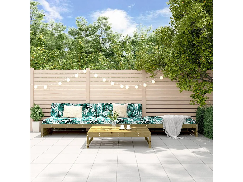 Salon de jardin 4 pcs avec coussins bois de pin imprégné