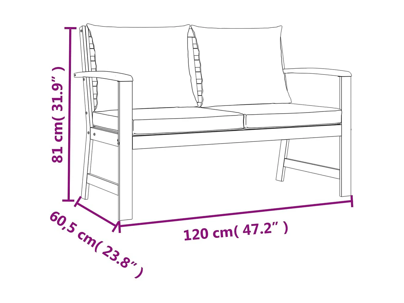 Ensemble à manger de jardin 4 pcs coussins Bois acacia