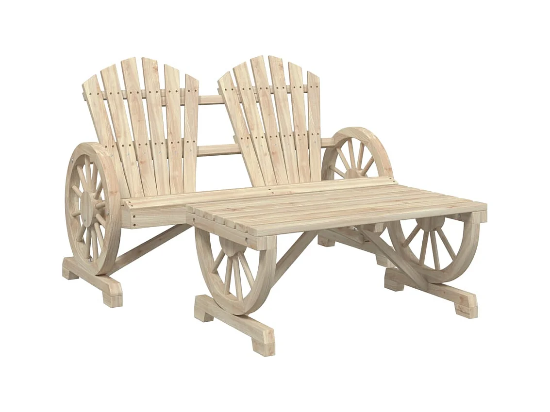 Salon de jardin 2 pcs bois de sapin massif