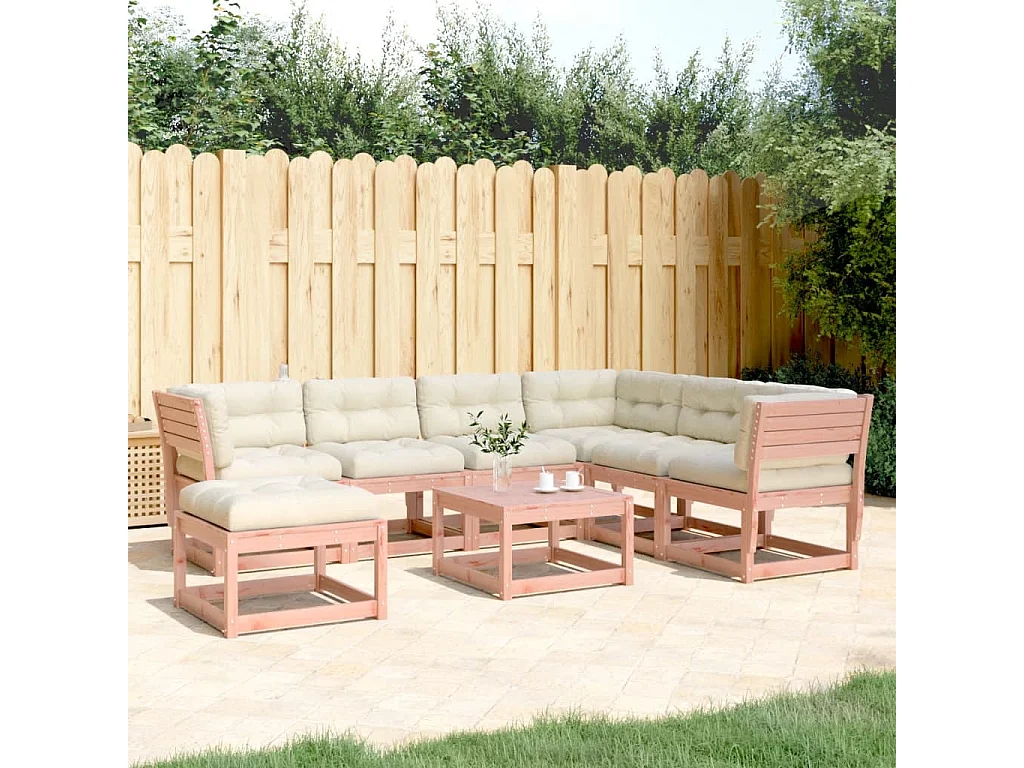 Salon de jardin 7 pcs avec coussins bois massif douglas