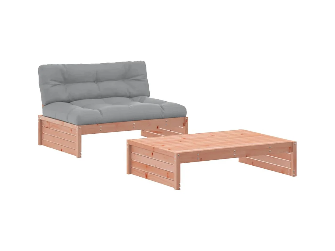 Salon de jardin 2 pcs avec coussins bois massif douglas