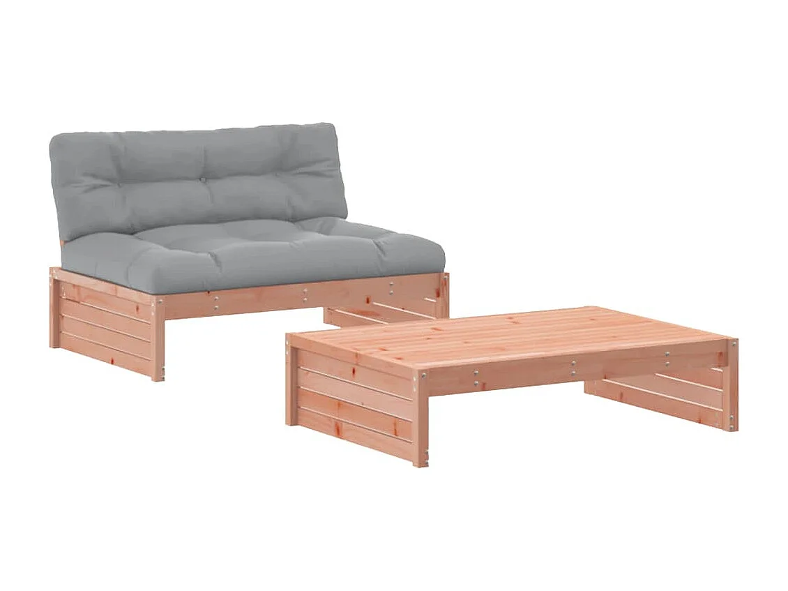 Salon de jardin 2 pcs avec coussins bois massif douglas