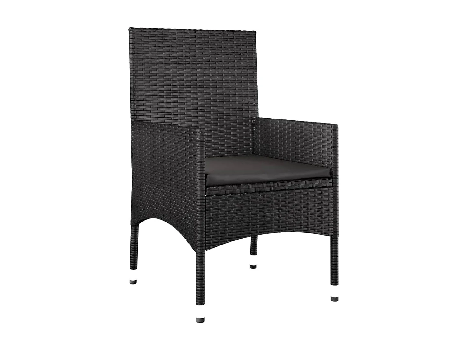 Salon de jardin 4 pcs avec coussins Noir Résine tressée