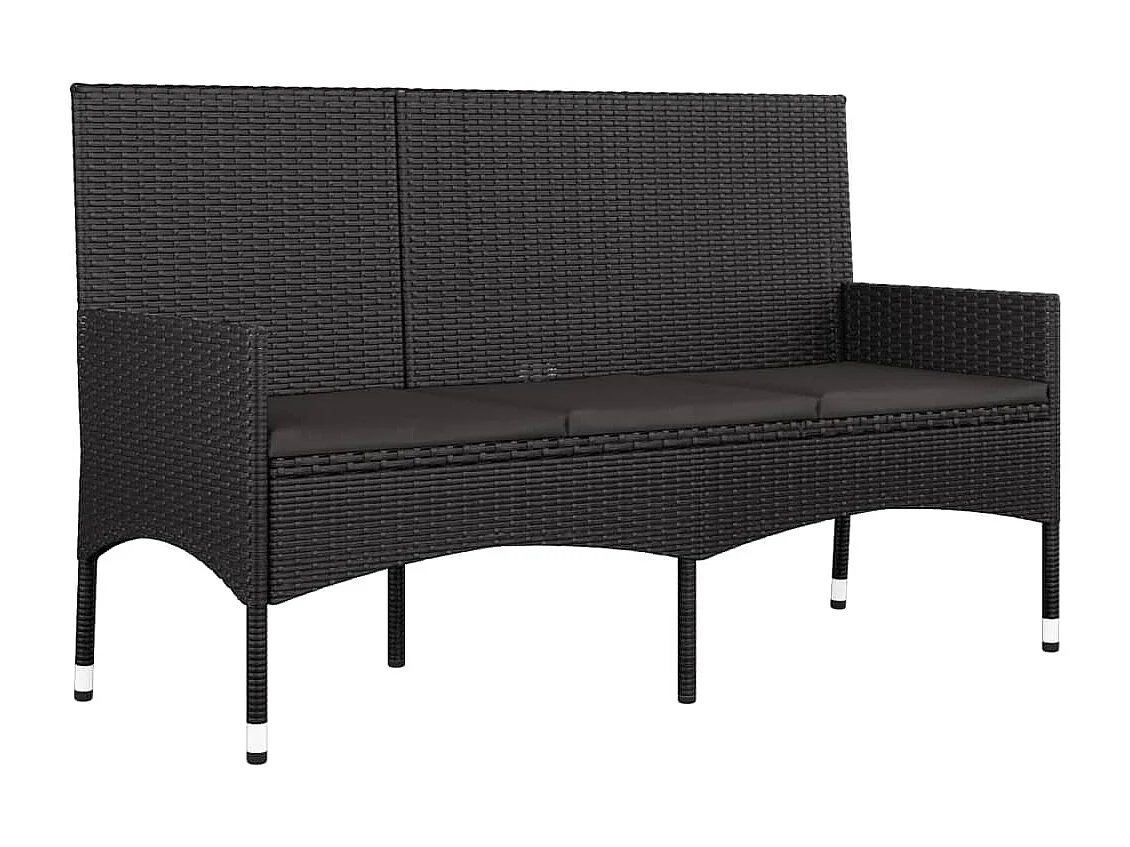 Salon de jardin 4 pcs avec coussins Noir Résine tressée