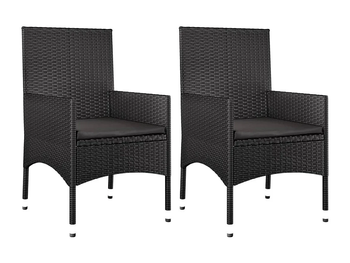 Salon de jardin 4 pcs avec coussins Noir Résine tressée