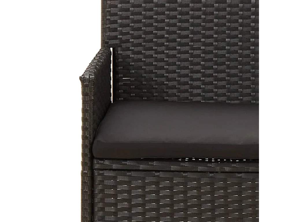 Salon de jardin 4 pcs avec coussins Noir Résine tressée