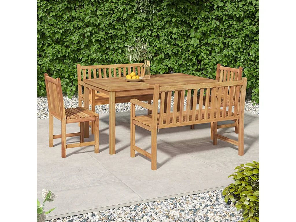 Ensemble à manger de jardin 5pcs Bois de teck massif