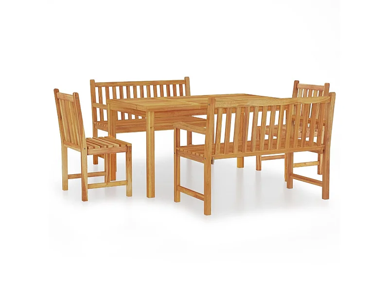 Ensemble à manger de jardin 5pcs Bois de teck massif